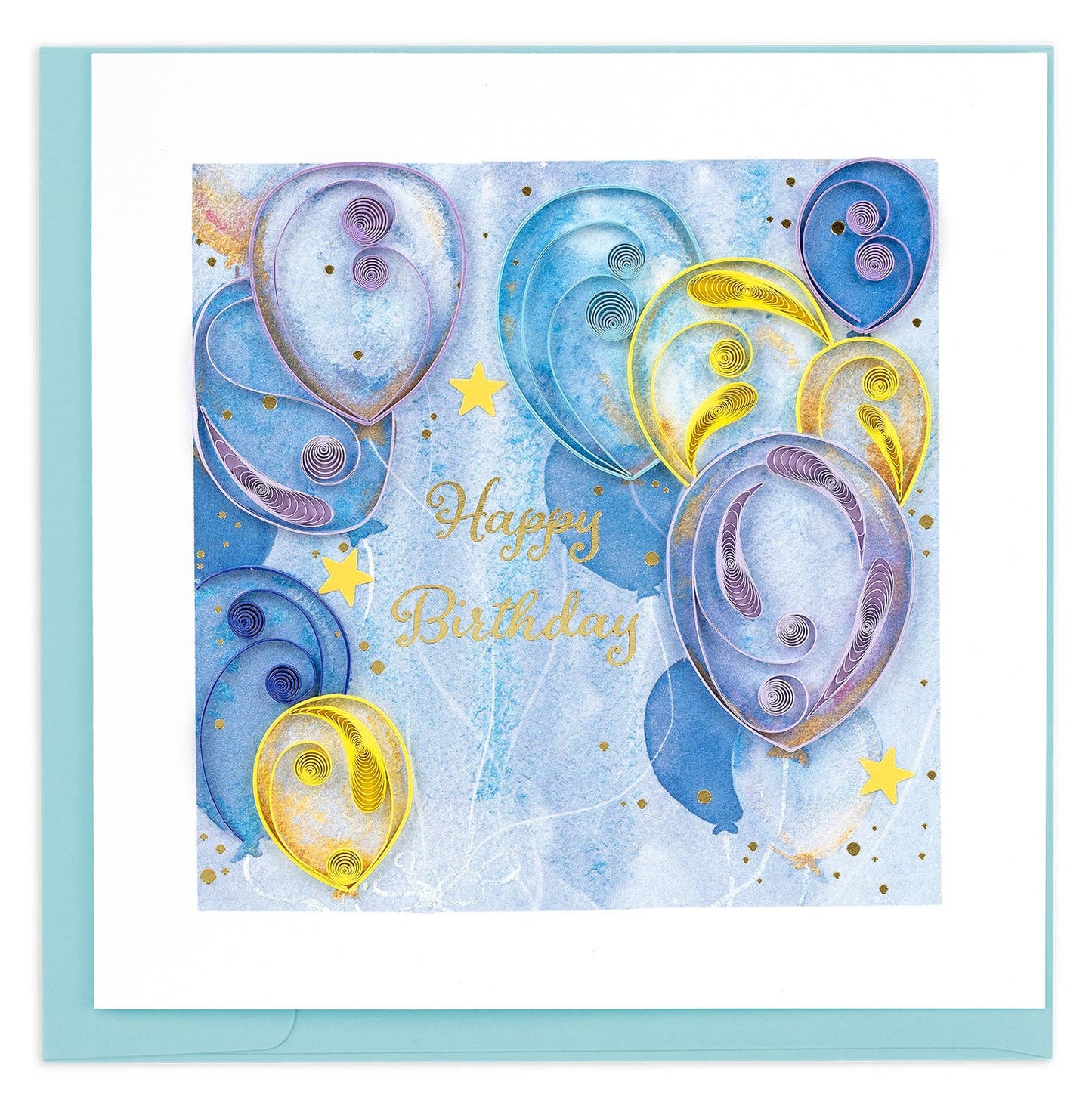 Quilled Birthday Balloons & Stars Card