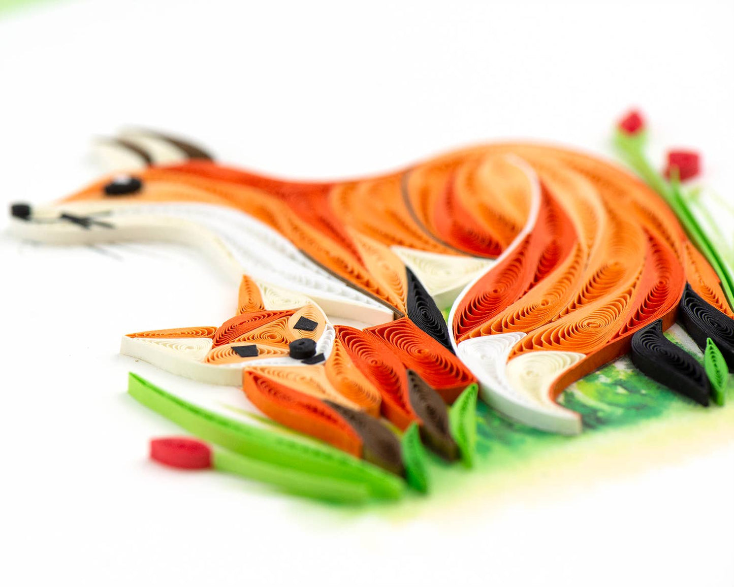 Quilled Fox and Cub Card