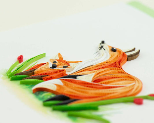 Quilled Fox and Cub Card