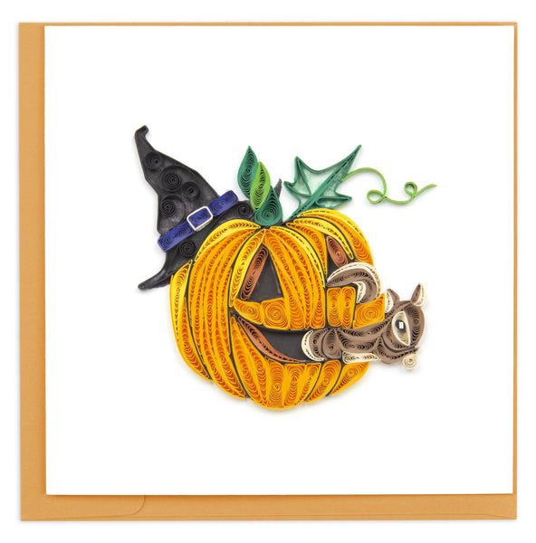 Quilled Squirrel Jack-O-Lantern Card