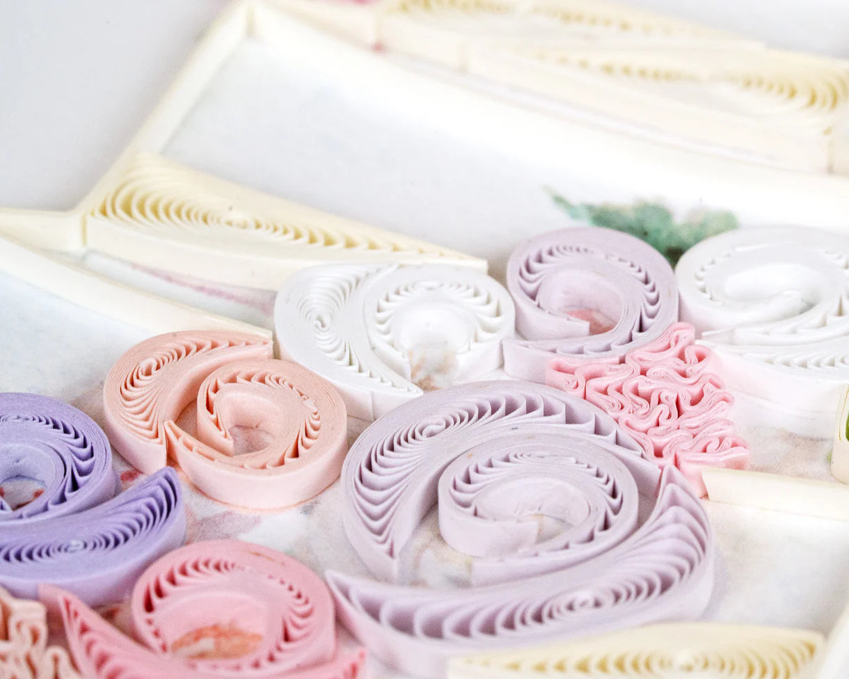 Quilled Floral Wedding Cake Card