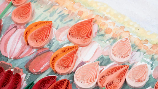 Quilled Red Tulip Field Card
