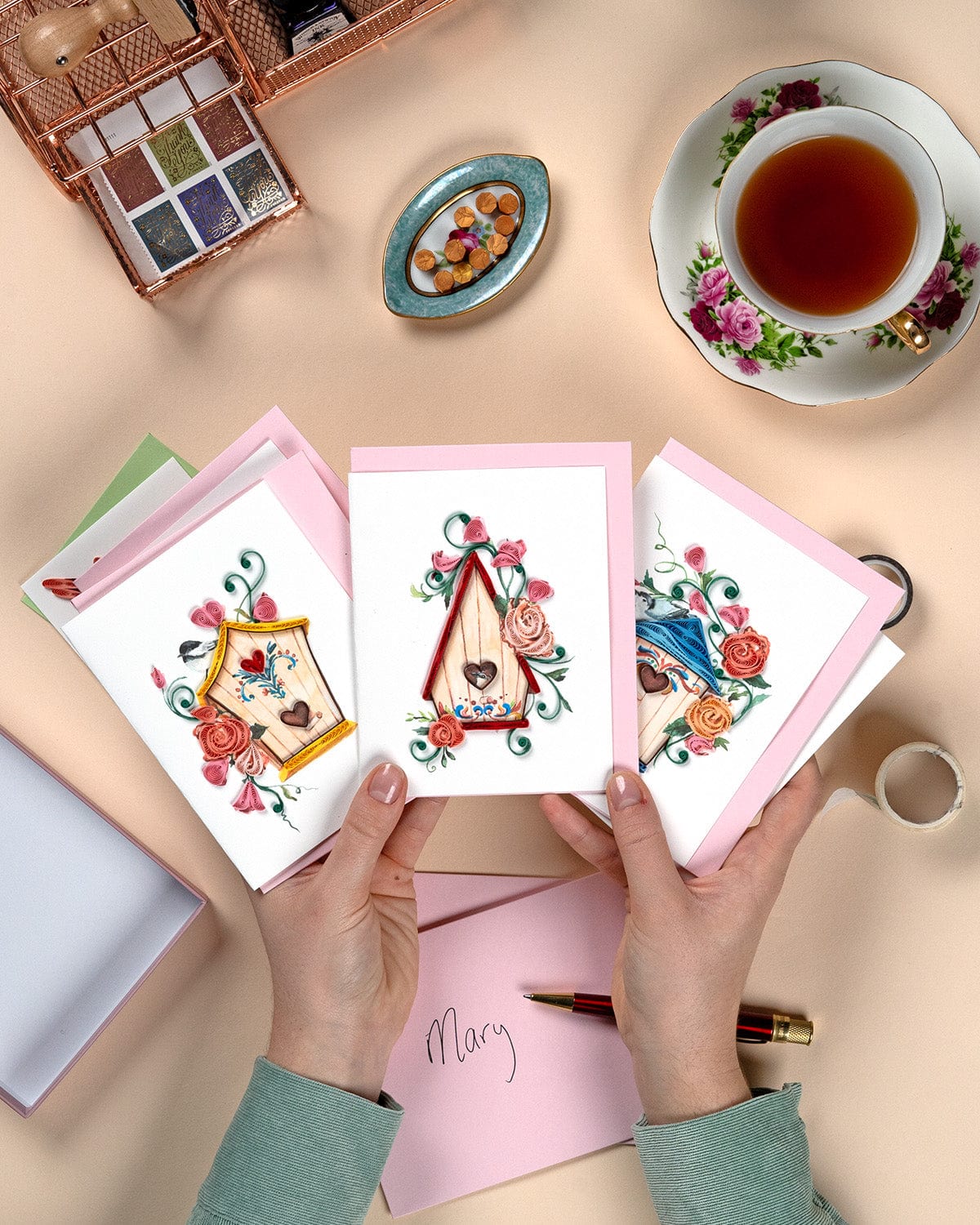 Quilled Birdhouses Notecard Set