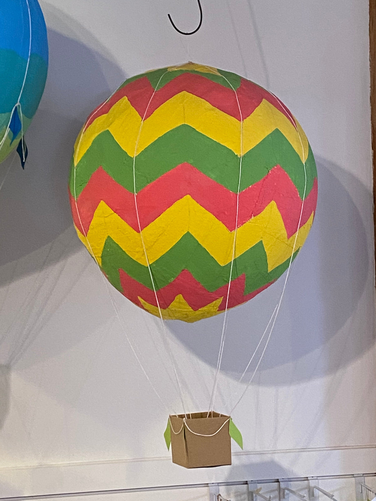 Pink, green, and yellow chevron plaster of paris hot air balloon