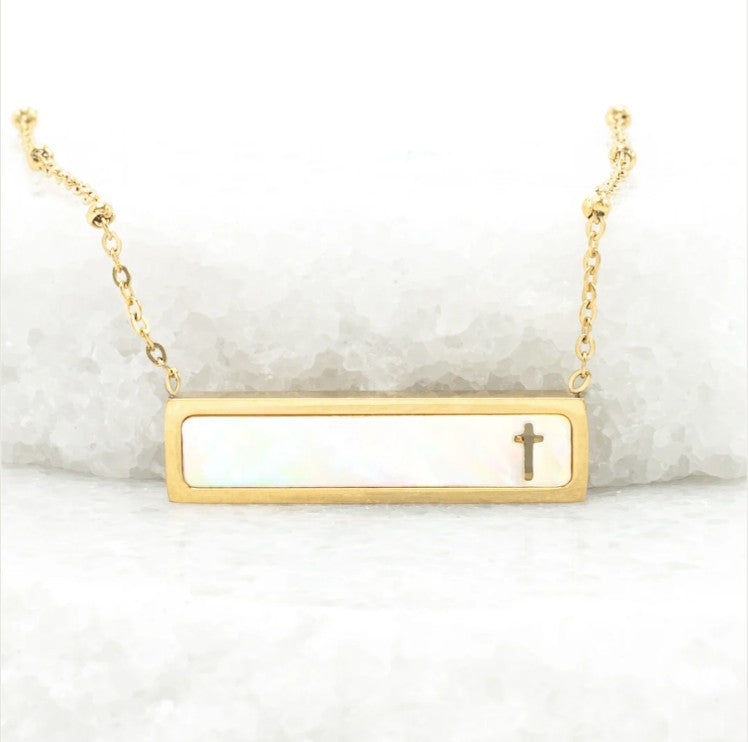 Faith Reversible Cross Bar Necklace
