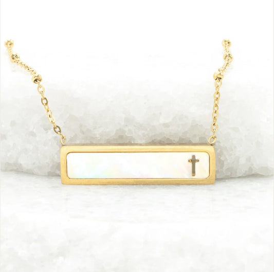 Faith Reversible Cross Bar Necklace