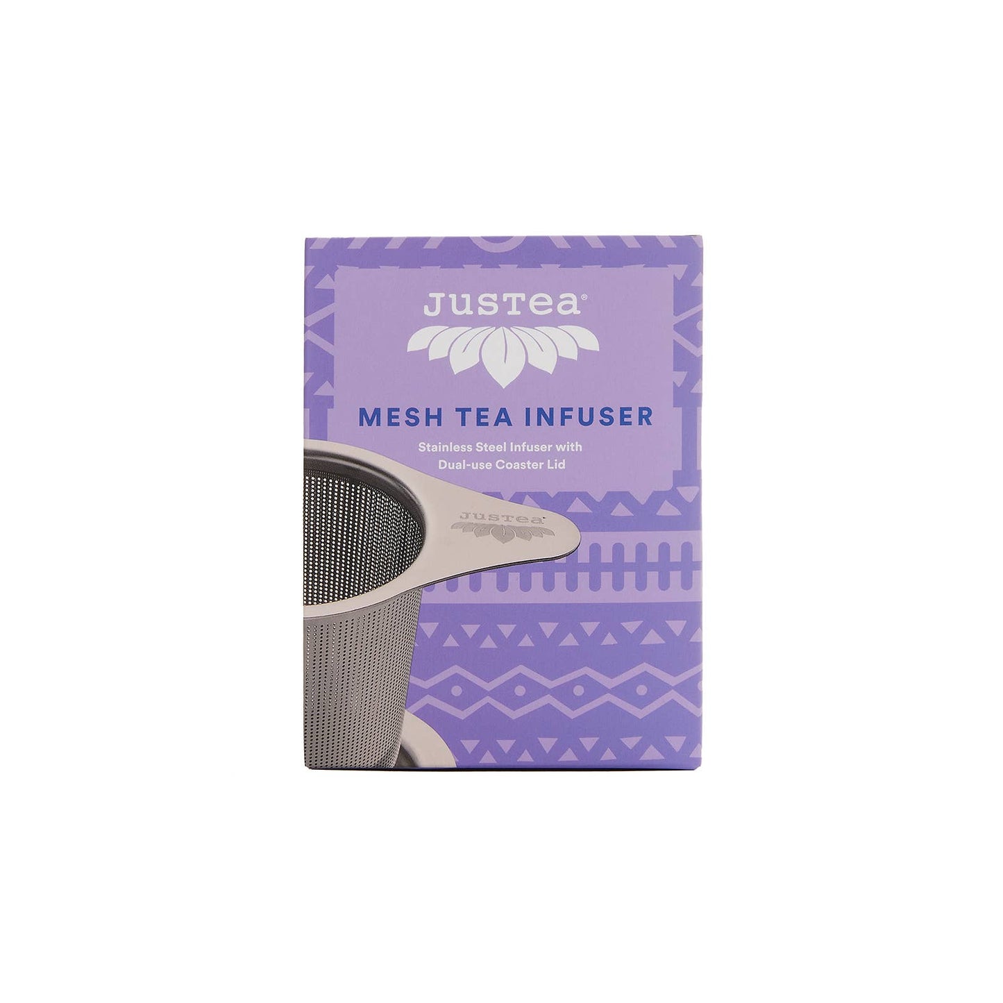 Justea mesh tea infuser packaging on a white background