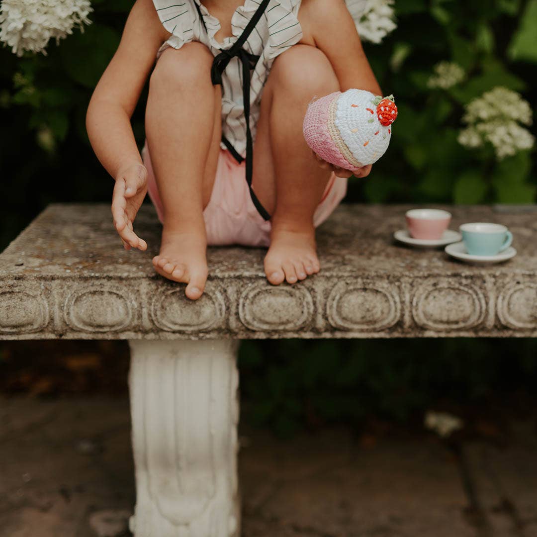 Crochet Strawberry Cupcake Rattle