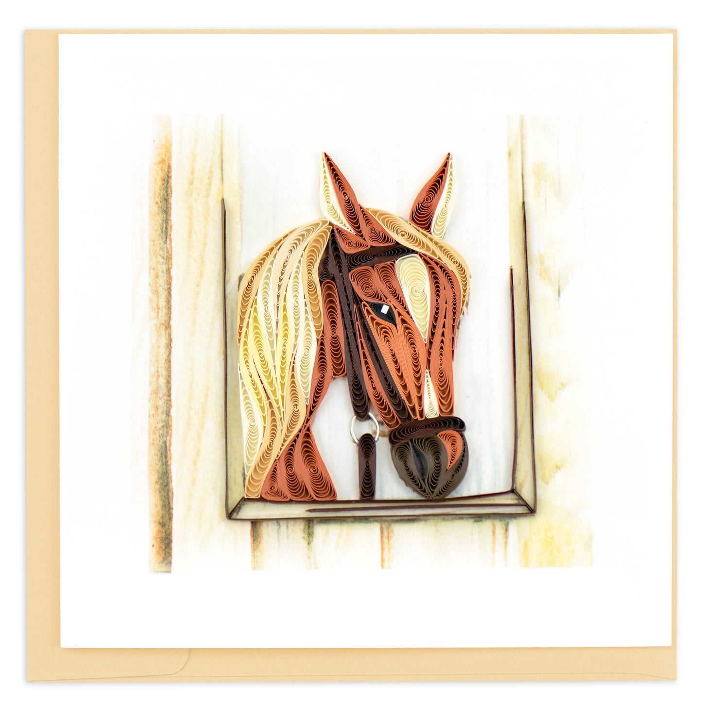 Quilled Horse in Stable Card