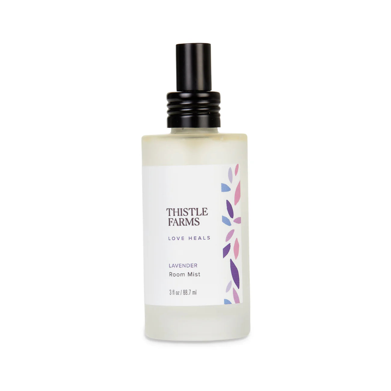 Thistle Farms lavender room mist bottle on a white background