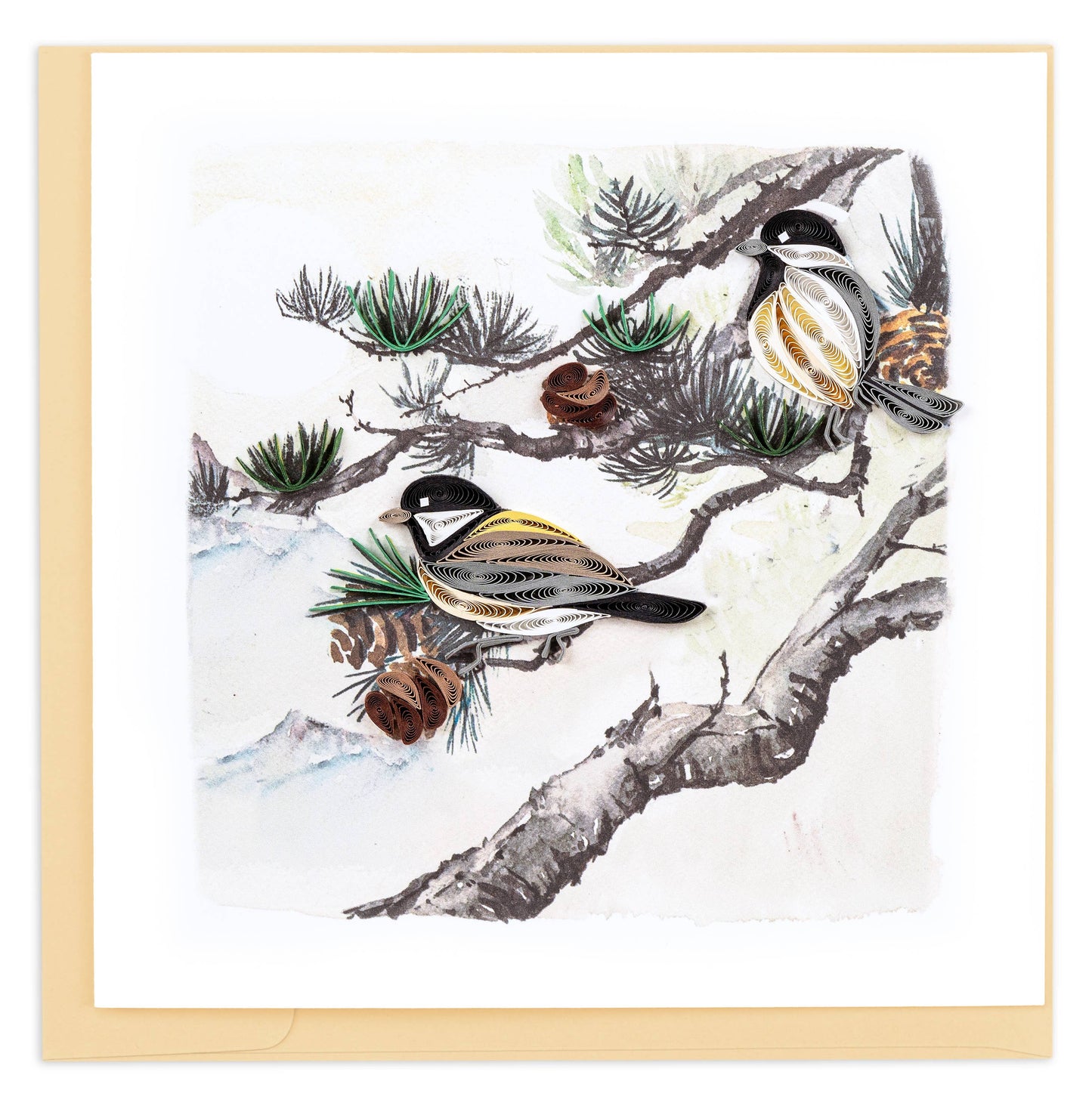 Quilled Pine Needles and Birds Card