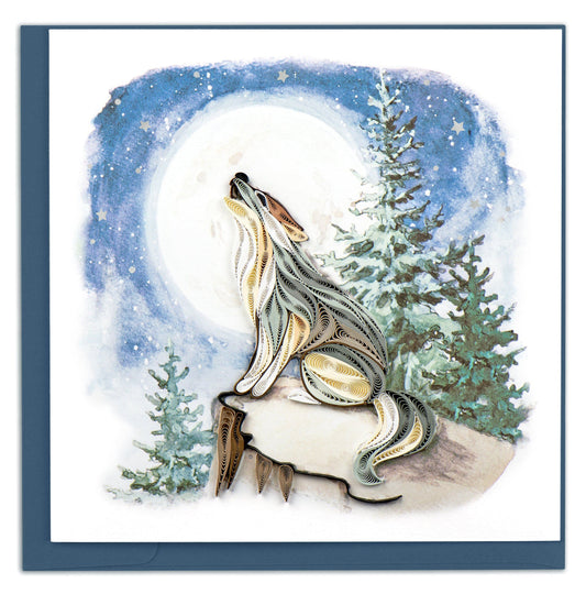Quilled Howling Wolf Card
