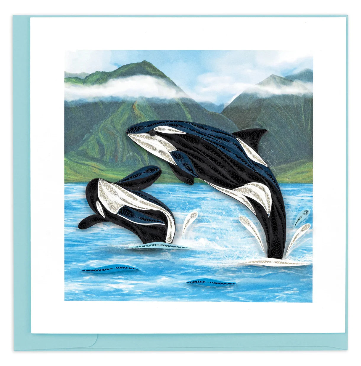Quilled Orca Whales Card