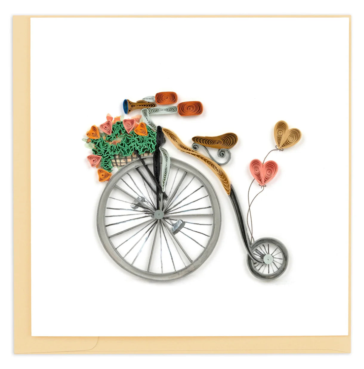 Quilled High-Wheel Bicycle Card