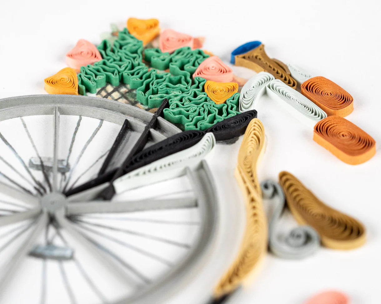 Quilled High-Wheel Bicycle Card
