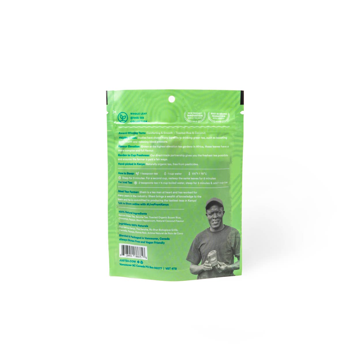 Green package with a person on the back on a white background