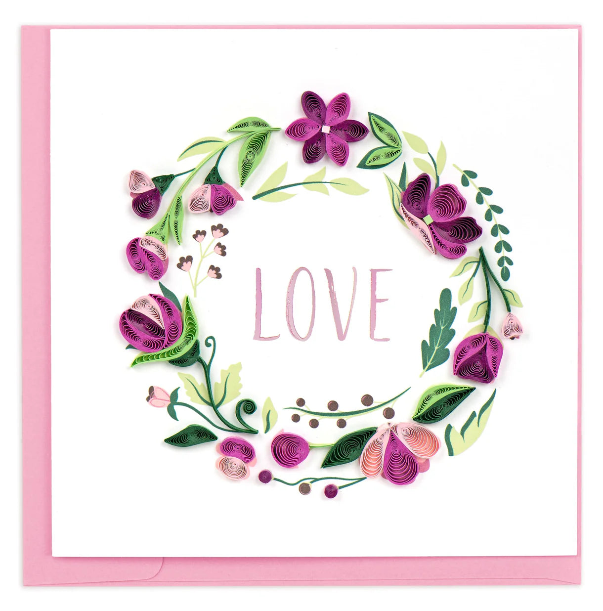 Quilled LOVE Floral Wreath Card