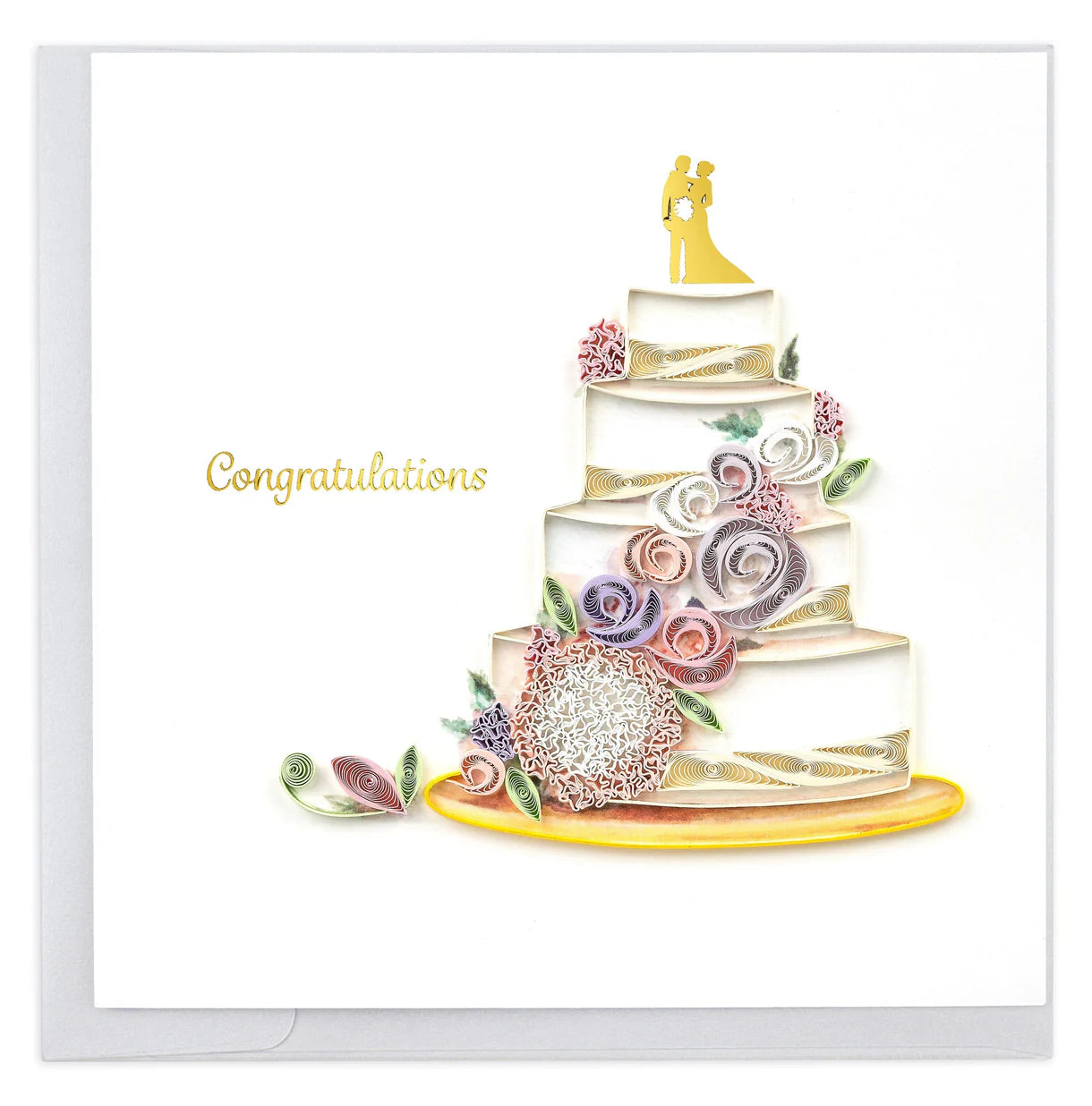 Quilled Floral Wedding Cake Card
