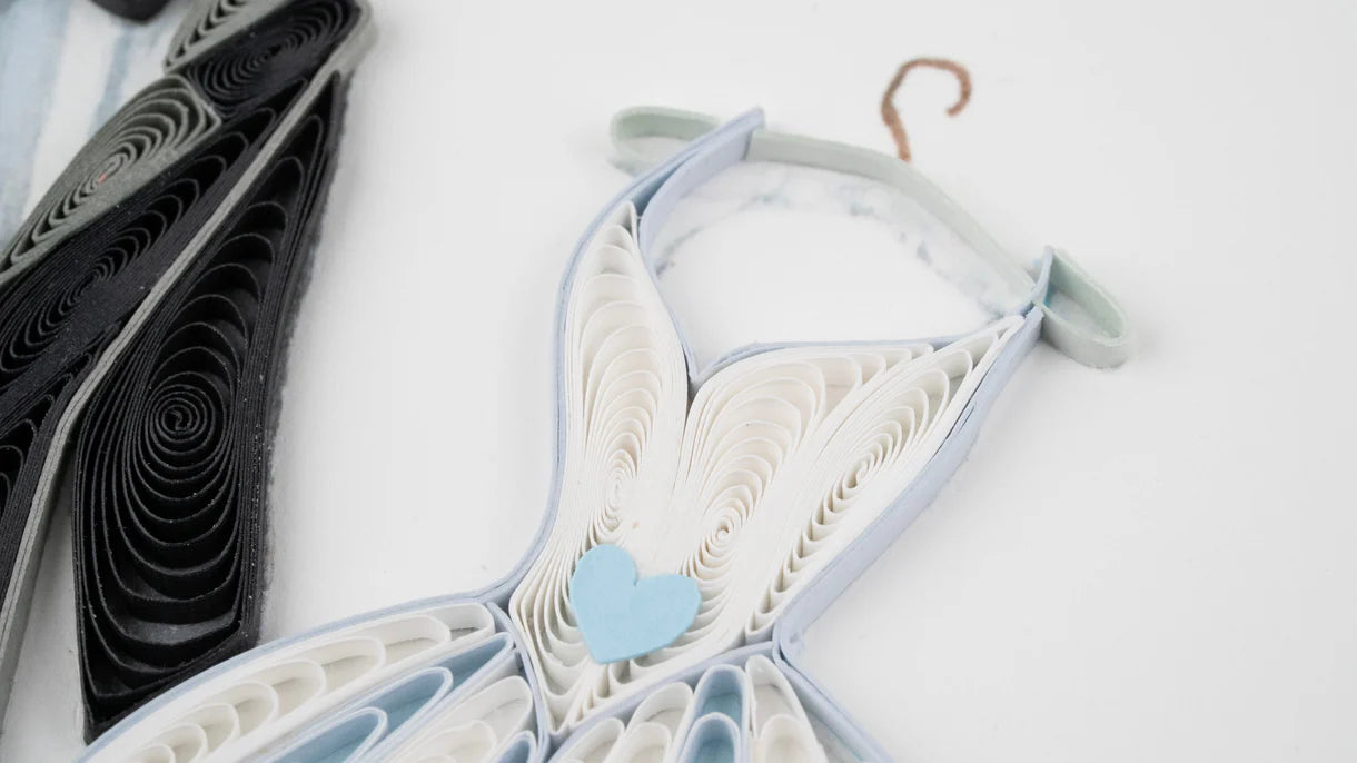 Quilled Wedding Tux & Gown Card