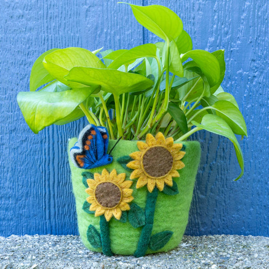 Sunflower Felt Pot