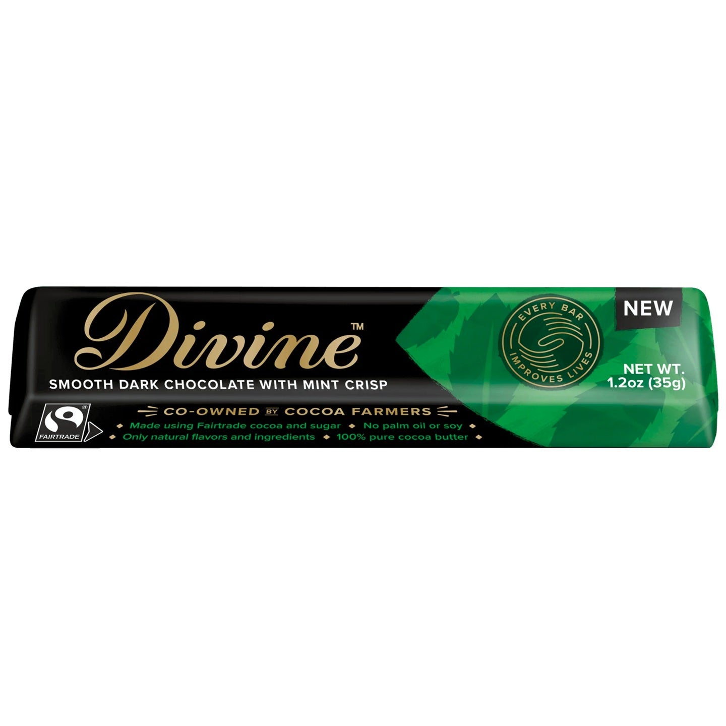 Divine Chocolate Dark Chocolate with Mint Crisp small bar