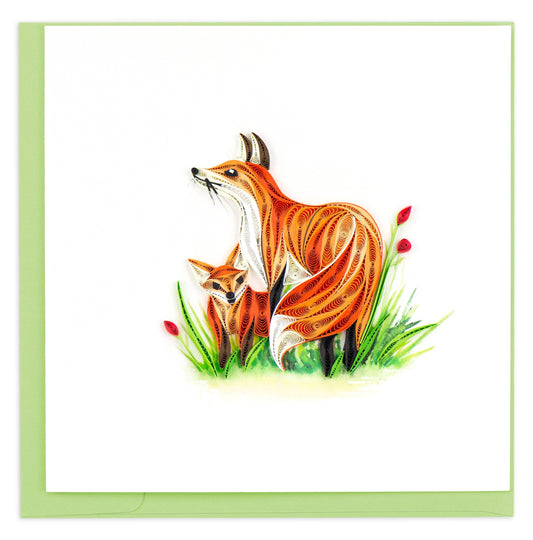 Quilled Fox and Cub Card