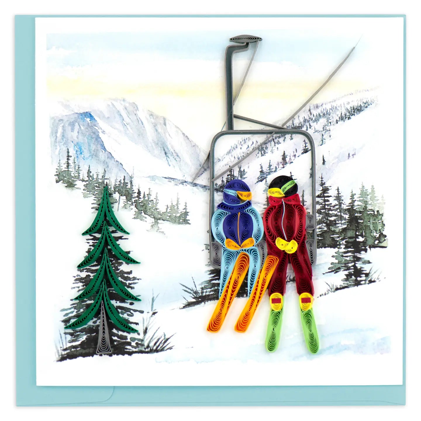 Quilled Ski Lift Card