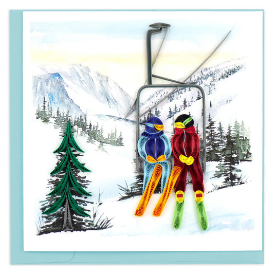 Quilled Ski Lift Card